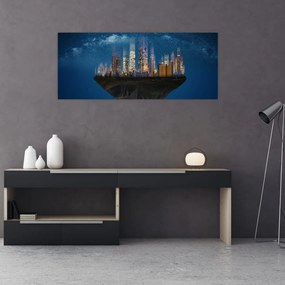 Tablou - Metropola plutind în spațiu (120x50 cm)