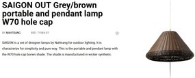 Lampa/Pendul portabil iluminat exterior decorativ SAIGON hole cap W70 gri/maro