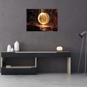 Tablou pe sticlă cu bilă iluminată (70x50 cm)