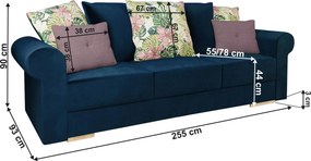 Canapea extensibilă cu spaţiu de depozitare, albastră/roz/cu model, SMOKY