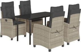 vidaXL Set mobilier de grădină cu perne, 5 piese gri deschis poliratan