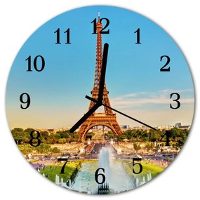Ceas de perete din sticla rotund Paris Towns multi-colorat