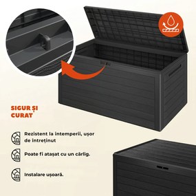 Cutie de depozitare WOODEBOX, 280L, 120x46x57cm, antracit Prosperplast