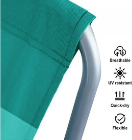 Set de 2 sezlonguri pliante pentru plaja SAND, dungi verzi