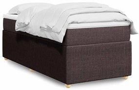 vidaXL Pat box spring cu saltea, maro închis, 100x200 cm, textil