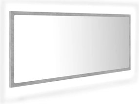 vidaXL Oglindă de baie cu LED, gri beton, 100x8,5x37 cm, acril