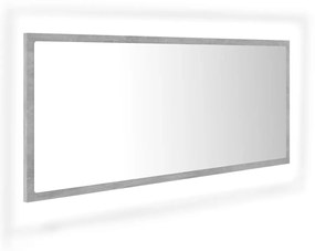 804944 vidaXL Oglindă de baie cu LED, gri beton, 100x8,5x37 cm, acril