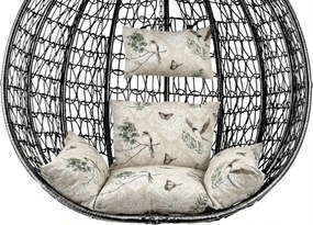 Scaun suspendat negru KOKON fara suport, perna bej