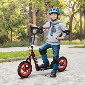 AIYAPLAY Trotinetă patinetă scuter copii roți mari de la 6 la 12 ani înălțime reglabilă frână spate scara roșu | Aosom Romania