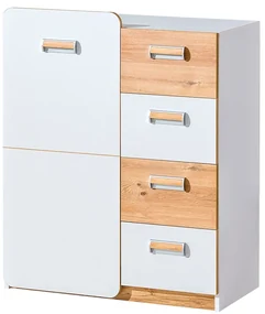 Comodă Lavendon L6 (Stejar nash + alb lucios). 1042036