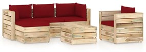 Set mobilier de gradina cu perne, 6 piese, lemn verde tratat Vinsko rde  a in rjava, 6