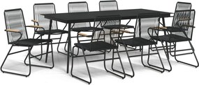 vidaXL Set masă pentru grădină, 9 piese, negru, ratan PVC
