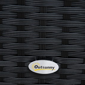 Outsunny Set Living de Exterior 7 Piese din Rattan PE Canapea Pufuri și Masă de Cafea Design Contemporan Negru Kaki | Aosom Romania