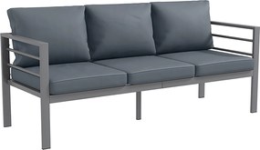 Outsunny Canapea de Grădină cu 3 Locuri cu Perne pentru Scaun și Spate, Canapea Modernă din Aluminiu și Poliester, 185x66x64 cm, Gri | Aosom Romania