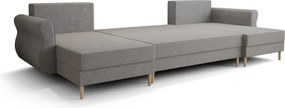Canapea extensibila in forma de U SILVIANO 300x140 cm, gri + 2 perne CADOU