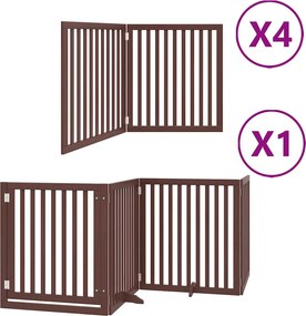 vidaXL Poartă câini pliabilă cu ușă 12 panouri maro 960 cm, lemn plop