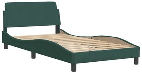 373135 vidaXL Cadru de pat cu tăblie, verde închis, 100x200 cm, catifea