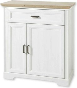 Comoda JASMIN, alb/stejar artisan, PAL, cu 2 usi si un sertar, 93x41x1
