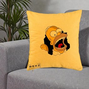 Perna Personalizata Homer Simpson Surpriza, 40x40 cm, Galben, Husa Detasabila, Perna Inclusa, BEKZ®