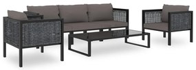 vidaXL Set mobilier de grădină cu perne, 6 piese, antracit, poliratan