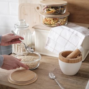 Recipient din sticlă cu capac din bambusFlorina Clavato , 640 ml, L