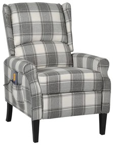vidaXL Fotoliu de masaj rabatabil, alb gri, material textil