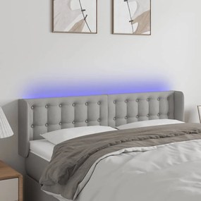 3123668 vidaXL Tăblie de pat cu LED, gri deschis, 147x16x78/88 cm, textil