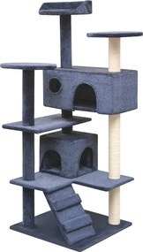 vidaXL Ansamblu pisici, stâlpi cu funie sisal, 125 cm, albastru închis