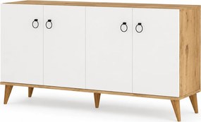 Comoda 616TNM1603, alb/stejar, PAL melaminat, 180x45x79 cm