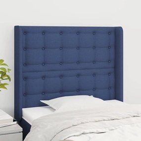 3119994 vidaXL Tăblie de pat cu aripioare, albastru, 83x16x118/128 cm, textil
