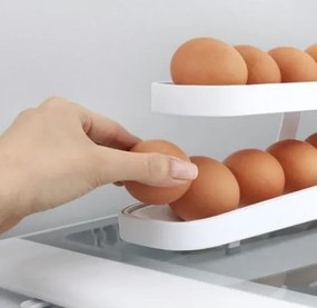Organizator pliabil pentru ouă pentru frigider - 2 rânduri - alb