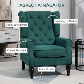 HOMCOM Scaun Accent Clasic cu Picioare de Lemn, Verde închis | Aosom Romania