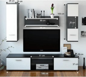 Mobilier pentru living, negru/alb, WAW NEW