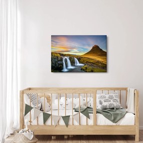 Tablou cu munții și cascade pe Islanda (90x60 cm)