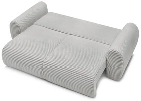 Canapea gri deschis extensibilă cu tapițerie din catifea reiată 257 cm Lucien – Bobochic Paris