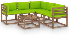 3067427 vidaXL Set mobilier de grădină cu perne verzi, 6 piese lemn pin tratat