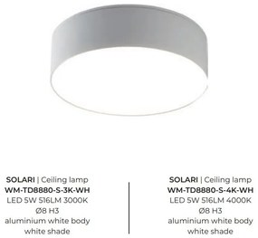 Spot aplicat, Plafoniera LED 4000K SOLARI alb, 8cm