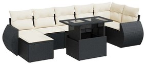 3326677 vidaXL Set mobilier de grădină cu perne, 8 piese, negru, poliratan