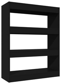 811701 vidaXL Bibliotecă/Separator cameră, negru, 80x30x103 cm, lemn compozit