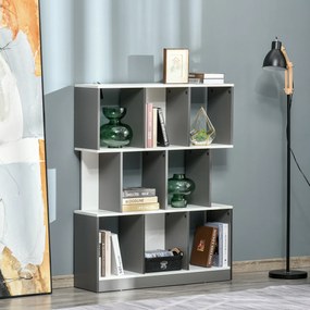 HOMCOM Bibliotecă Mobilă cu 8 Rafturi pentru Sufragerie și Dormitor, 100x24x124 cm, Gri Închis | Aosom Romania