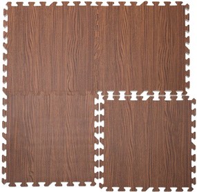 Covor pentru protectie pardoseala Puzzle 8 bucati Aspect lemn maro