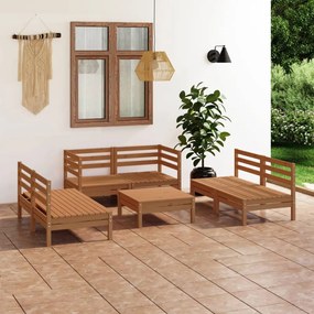3082560 vidaXL Set mobilier de grădină, 7 piese, maro miere, lemn masiv de pin