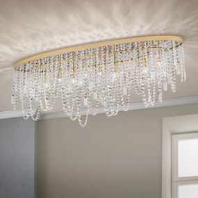 Plafoniera ovala din alama si cristale SchÃ¶ler Kristalldesign 110x25cm, gold