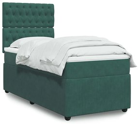 vidaXL Pat continental cu saltea, verde închis, 80x200 cm, catifea
