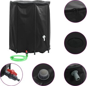 vidaXL Rezervor de apă cu robinet, pliabil, 1250 L, PVC