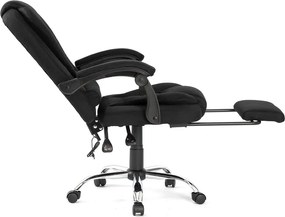 RESIGILAT- Scaun directorial, Masaj în perna lombară, Suport picioare, Rabatabil, textil, Negru