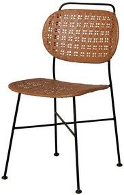 Scaun terracotta din metal si rattan, "Auro"