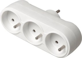 Adaptor triplu GTV pentru priză, 1 la 3 prize tip French, alb Alb, 3600 W