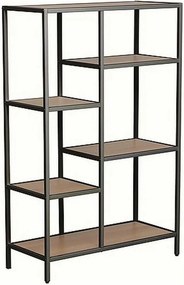Etajera COSTA B, stejar/negru, PAL/metal, 70x30x109 cm