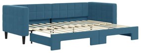 3196683 vidaXL Pat de zi cu extensie, albastru, 80x200 cm, catifea